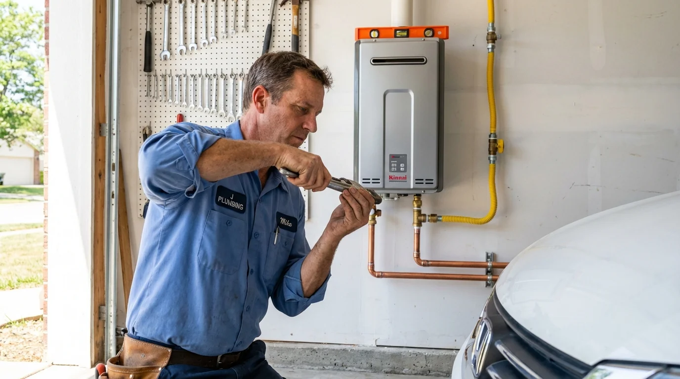 Tankless water heater installation by a Johns Plumbing LLC plumber in Weatherford